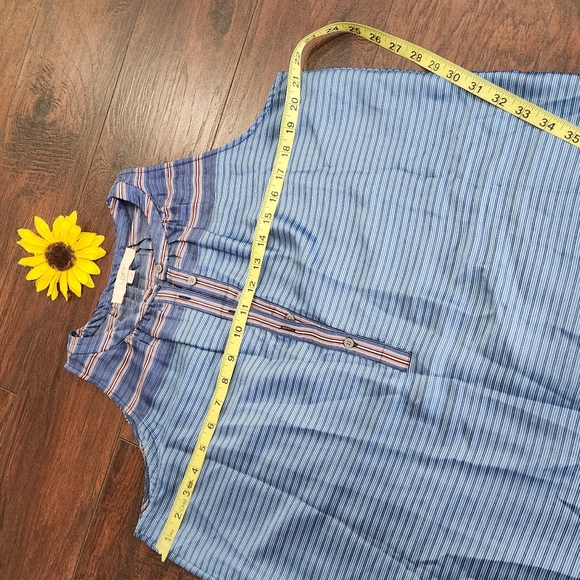 LOFT Blue Striped Sleeveless Henley Lightweight Dress 💓 - Picture 6 of 6